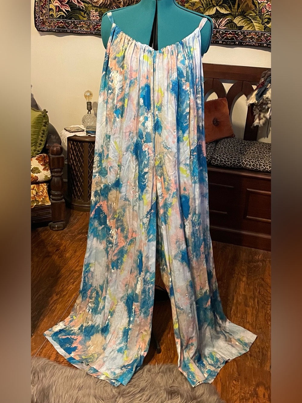 World Market Watercolor Print Jumpsuit